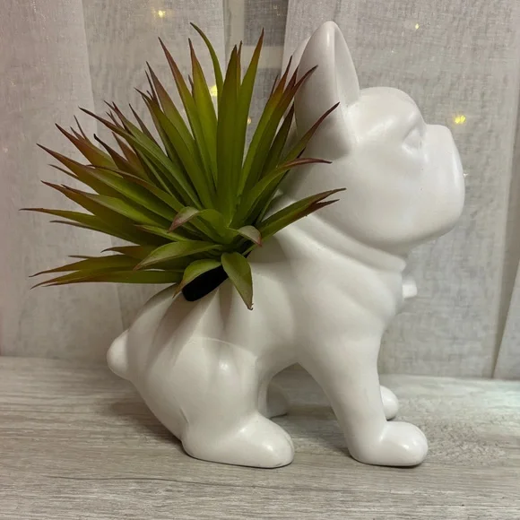 White French Bulldog Planter and Dog Photo Frame - Picture 2 of 12